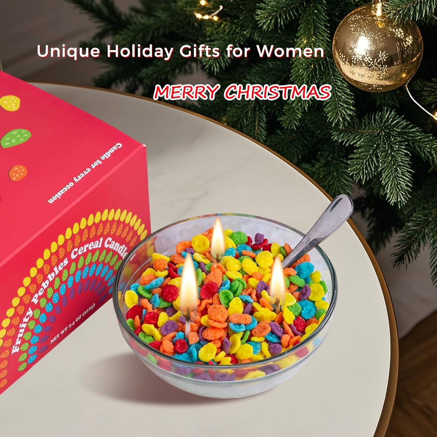 Fruity Cereal Bowl Candle with Spoon 3 Wick Soy Wax Cute Breakfast Decor Gift - Image 5