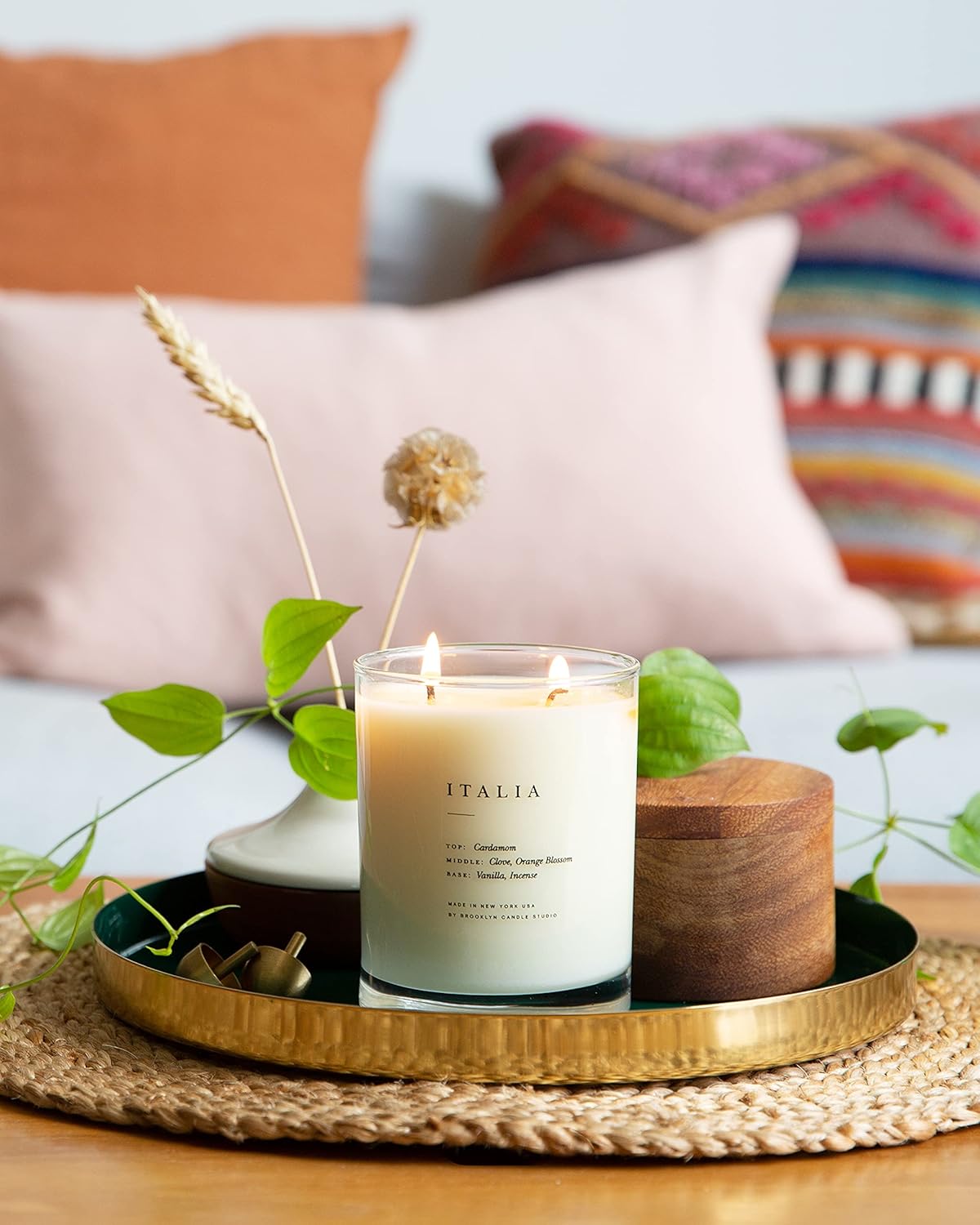 Brooklyn Candle Studio Italia Classic 2 Wick Candle - Luxury Scented Candle, Vanilla, Incense & Orange Blossom, Vegan Soy Wax, Hand Poured, 70 Hour Burn Time - 13oz - Image 3