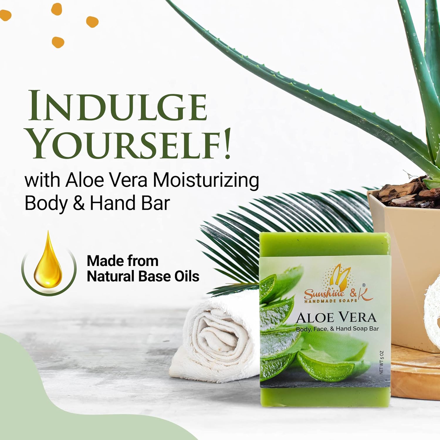 Gentle 5 OZ Aloe Vera Soap Bar for Face, Hands, and Body - Cleansing and Moisturizing - Image 2