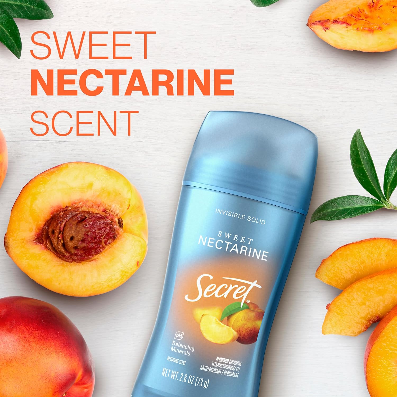 Secret Fresh Antiperspirant Deodorant for Women, 72hr Breathable Sweat & Odor Protection, Instant Freshness & Gentle, PH Balancing Minerals, Invisible Solid, Sweet Nectarine Scent, 2.6 oz - Image 7