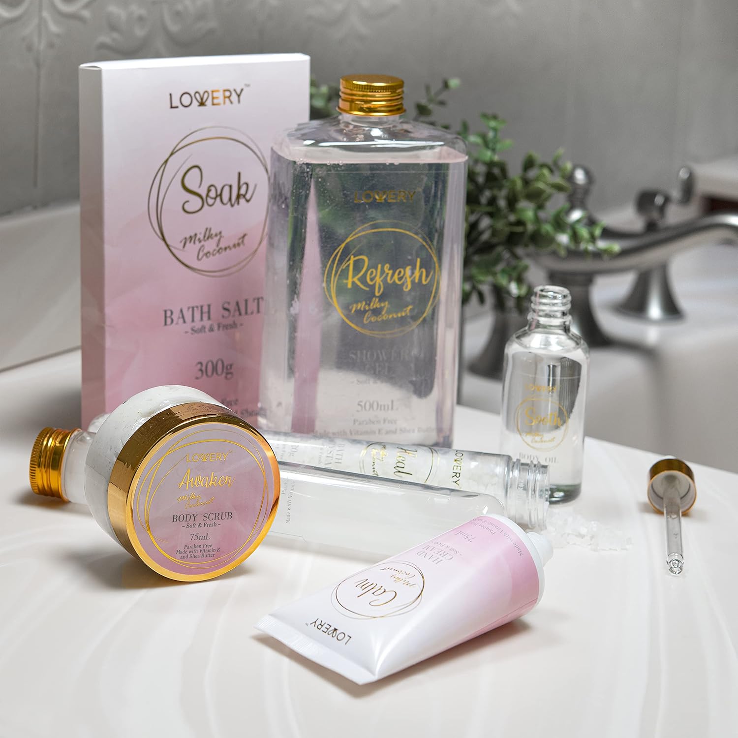 Milky Coconut Scent Luxury Home Spa Bath Gift Set with Body Care Essentials and Bath Pillow - Image 8