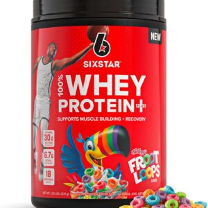Six Star Whey Protein Powder Plus - Muscle Building & Recovery Formula with Whey Isolate Powder, BCAAs, 30g Protein, Immune Support - Post-Workout Supplement - Kellogg’s Froot Loops Flavor, 1.8 lbs