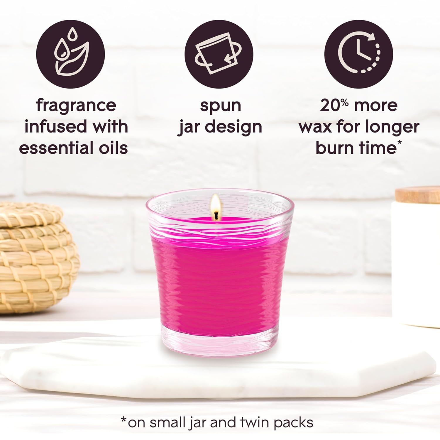 Glade Scented Candle Jar, Tropical Blossoms, Air Freshener Infused with Essential Oils, 4.08 Oz Each, 2 Count - Image 4