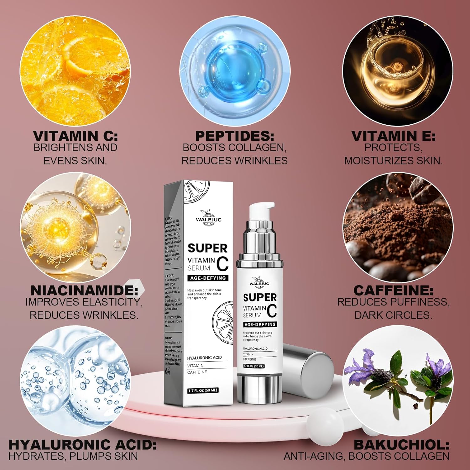 Super Vitamin C Serum for Women over 70, Wrinkle Cream for Face, Anti Aging Cream, Hydrates, Softens, Lifts and Firms Super Vitamin C Serum-50ML - Image 2