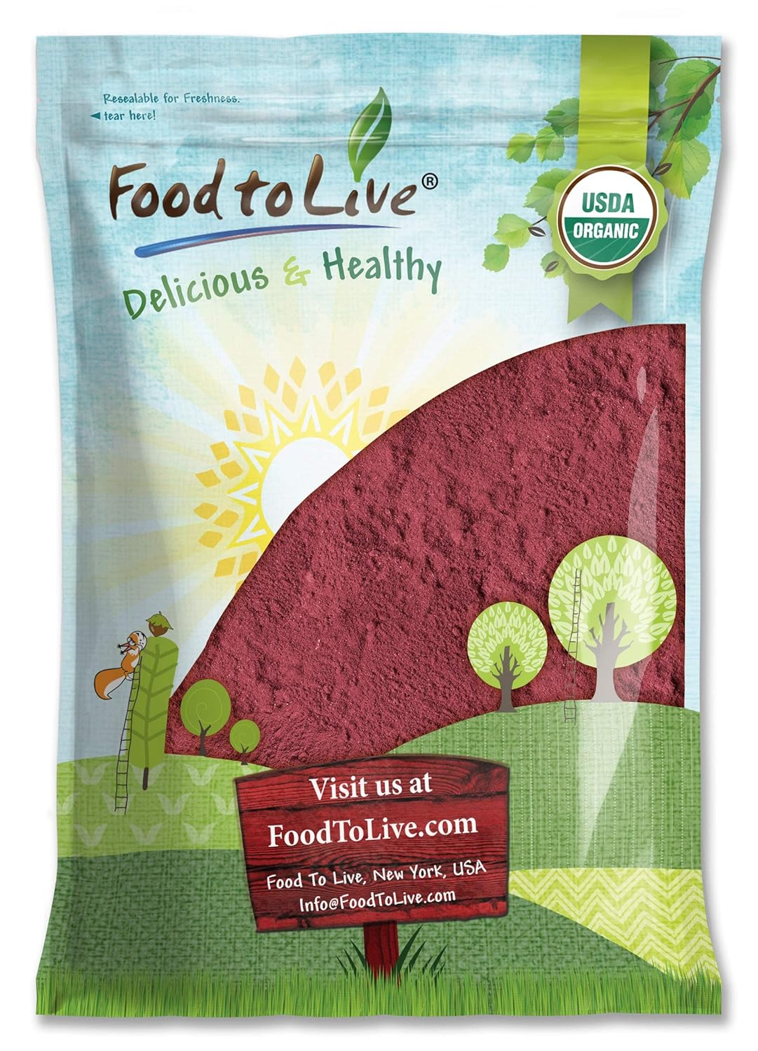 Food to Live Organic Beet Root Powder, 8 Pounds โ Non-GMO, Raw, Kosher, 100% Pure, Vegan Superfood, Bulk, Rich in Iron and Fiber, Great for Juices, Drinks, and Smoothies