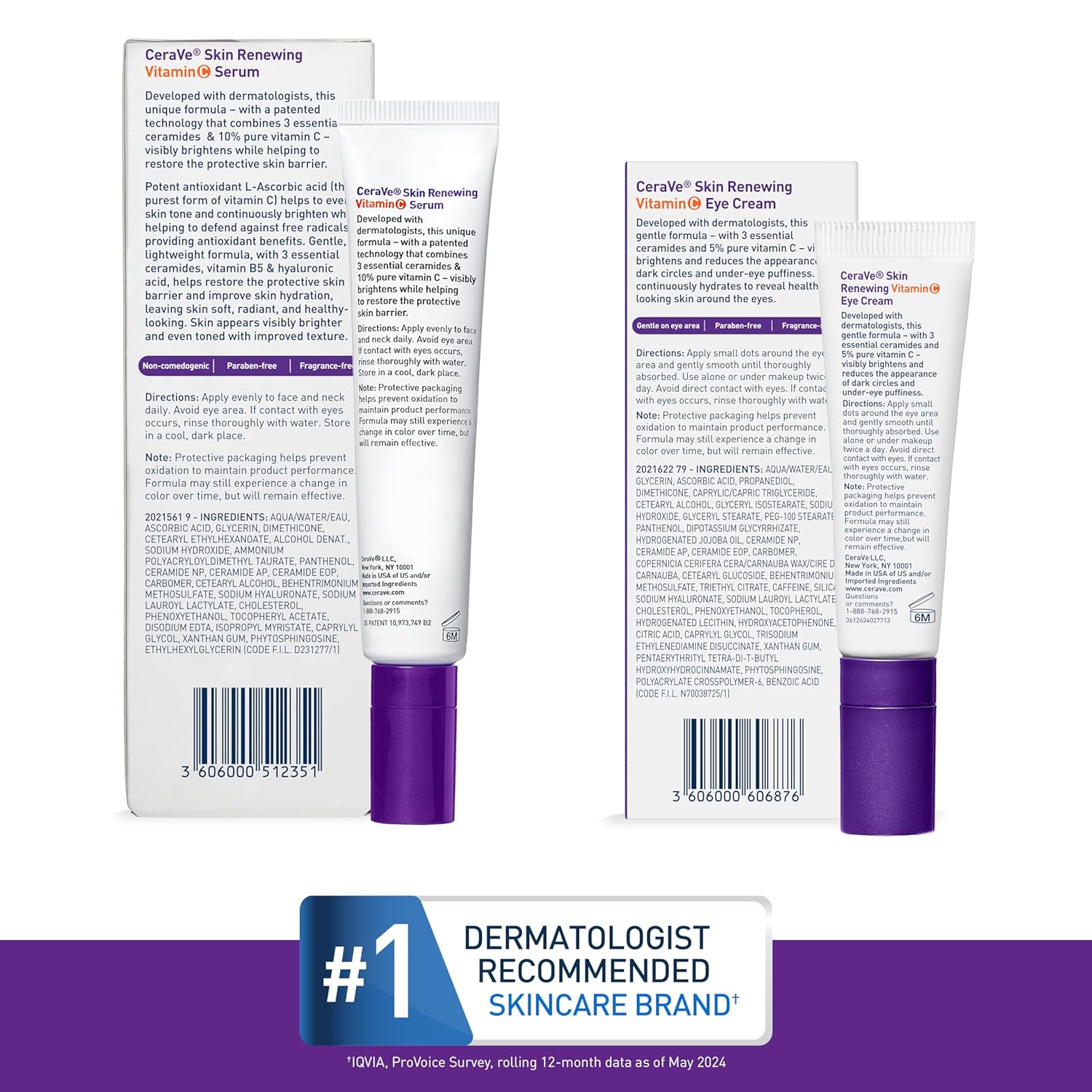 CeraVe Vitamin C Brightening Serum and Caffeine Eye Cream Set 1 oz Each - Image 7