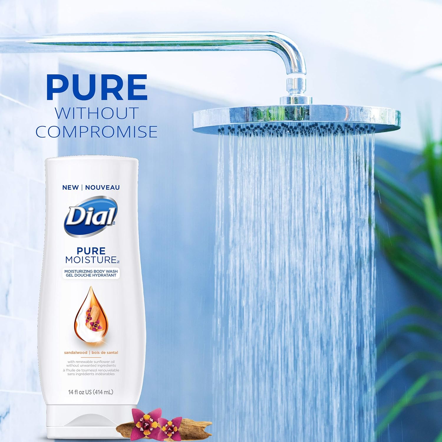 Dial Pure Moisture Body Wash, Sandalwood, 14 Ounce - Image 3
