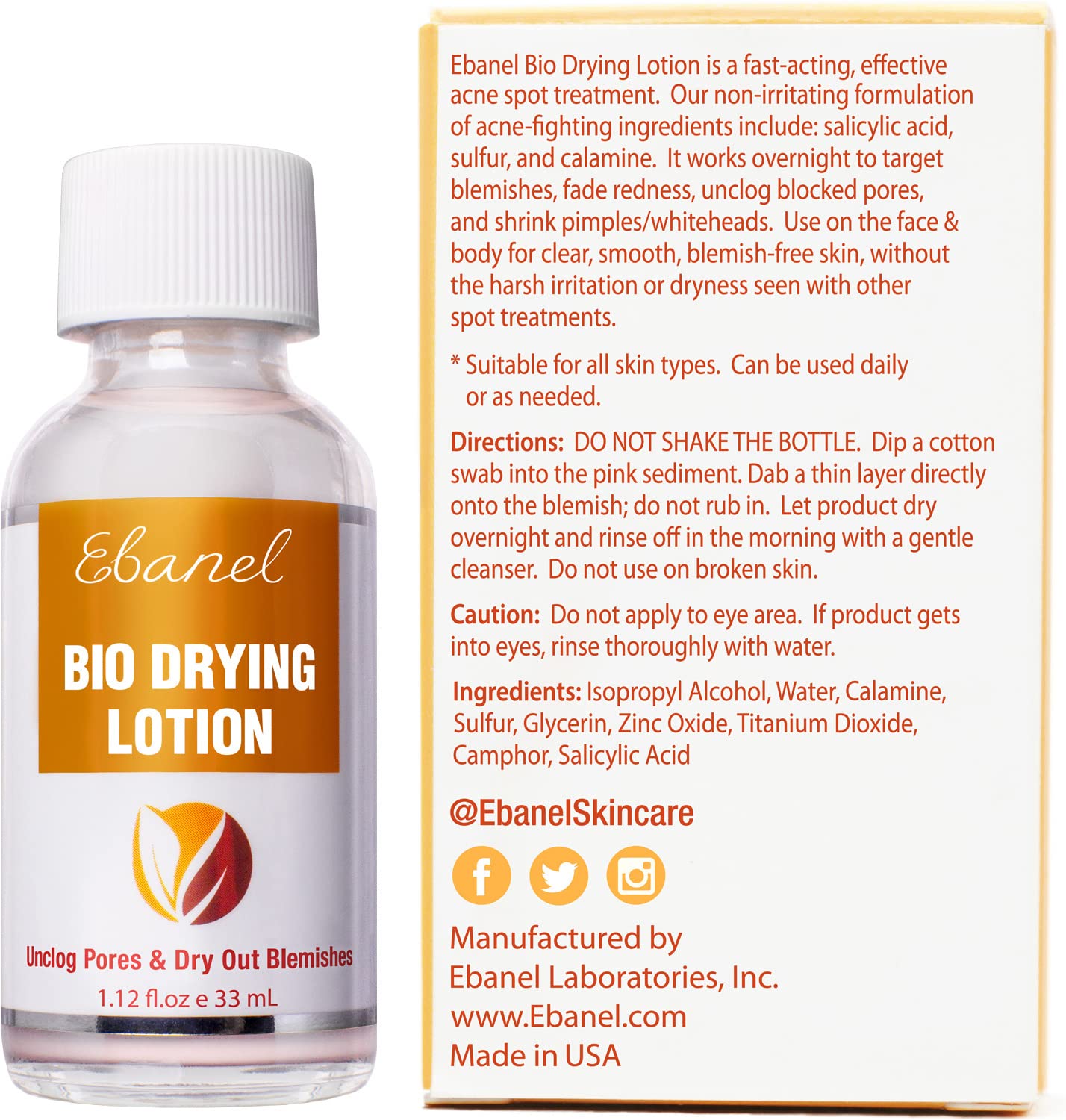 Ebanel FSA HSA Acne Spot Treatment Drying Lotion for Face and Body with Sulfur and Salicylic Acid for Cystic and Hormonal Acne, Unclogs Pores, Dries Out Pimples, Cysts, Blemishes, and Zits Overnight - Image 7