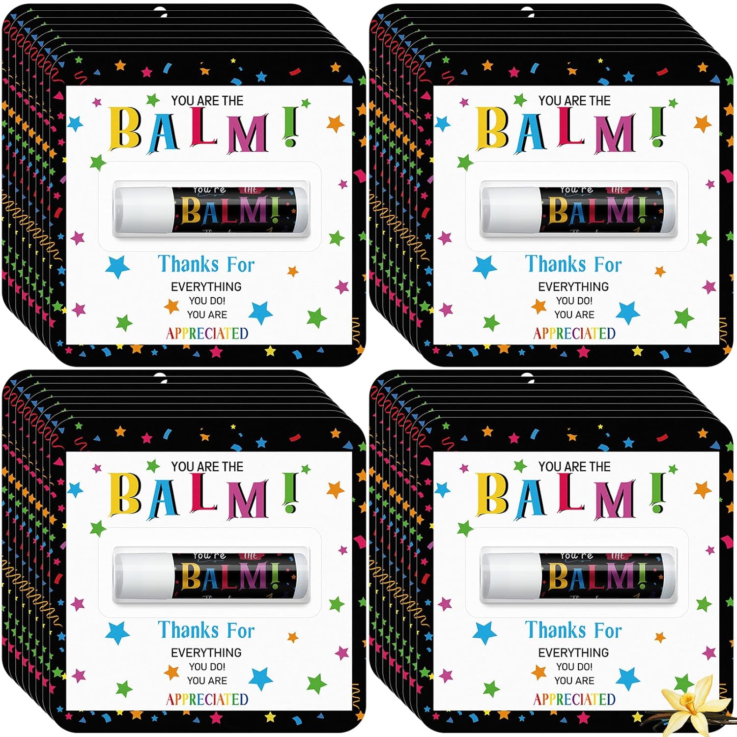 15 Pack Back to School Appreciation Gifts Lip Balm Bulk Teacher Thank You Gifts End of Year Employee Staff Team Volunteer Pastor Appreciation Party Favor for Women Men Coworker Club You're the Balm