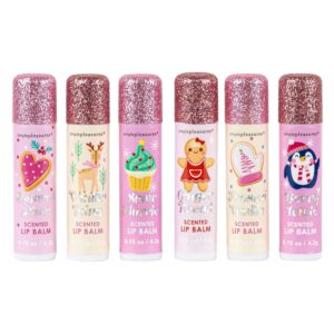 Moisturizing Holiday Lip Balm Gift Set - Roll-On Christmas Lip Balm Sticks with Beeswax for Women and Girls, 6 Flavors