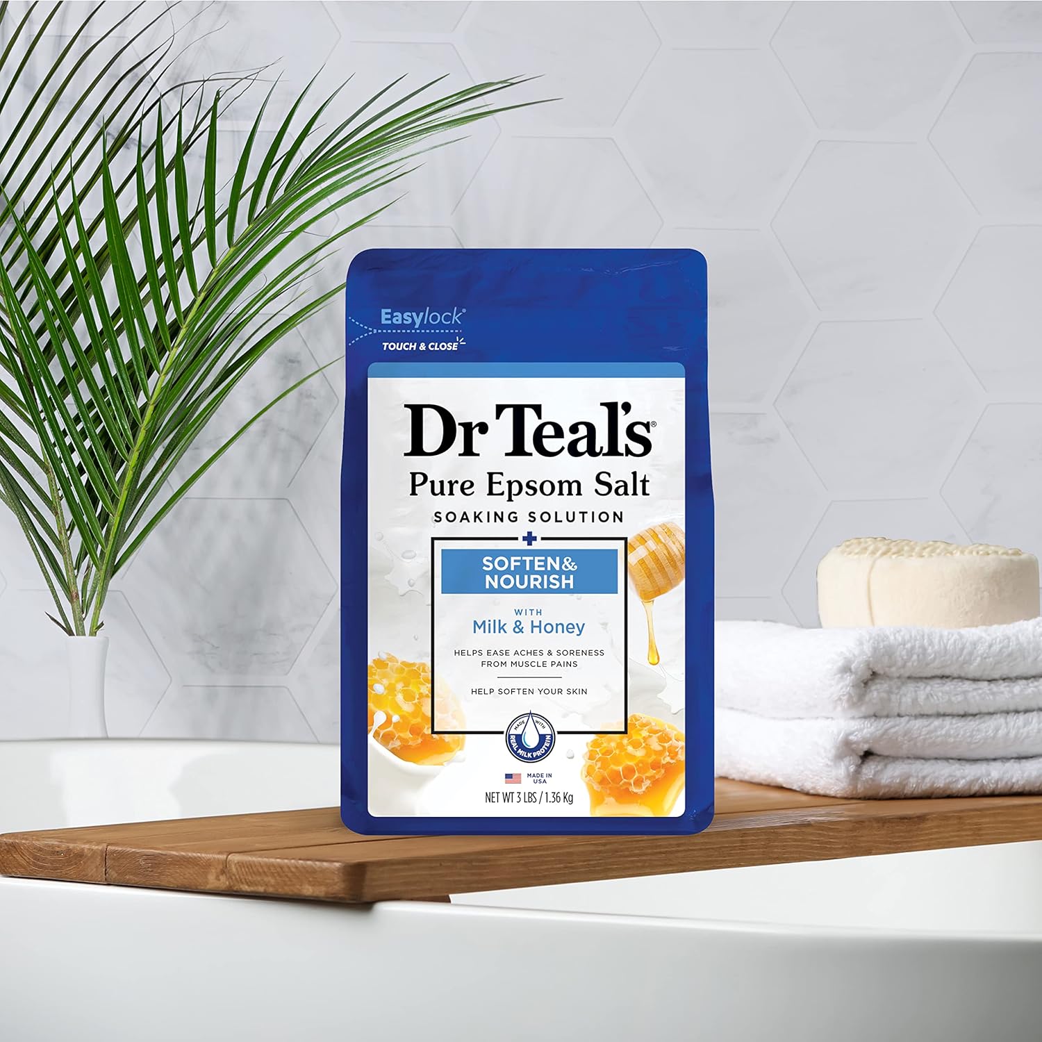 Dr Teal's Epsom Salt Magnesium Soak, Soften & Nourish with Milk and Honey, 3 lbs - Image 6