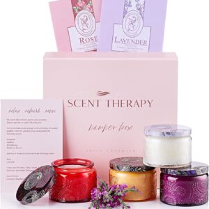 Aromatherapy Candle Gift Set for Women - Scented Home Decor & Pampering Present for Women's Day, Birthday, Bridesmaid, Anniversary with Sachets - Bridal Shower Gifts - Scented Candles for Home