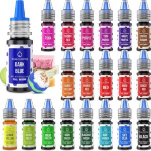 20 Colors Bath Bomb Soap Dye - Wayin Liquid Based Soap Colorant, Food Grade Coloring, Skin Safe, Vibrant Neon Soap Coloring for Soap Making DIY, Bath Bomb Supplies Kits, Bath Salt Crafting, Slime Dye