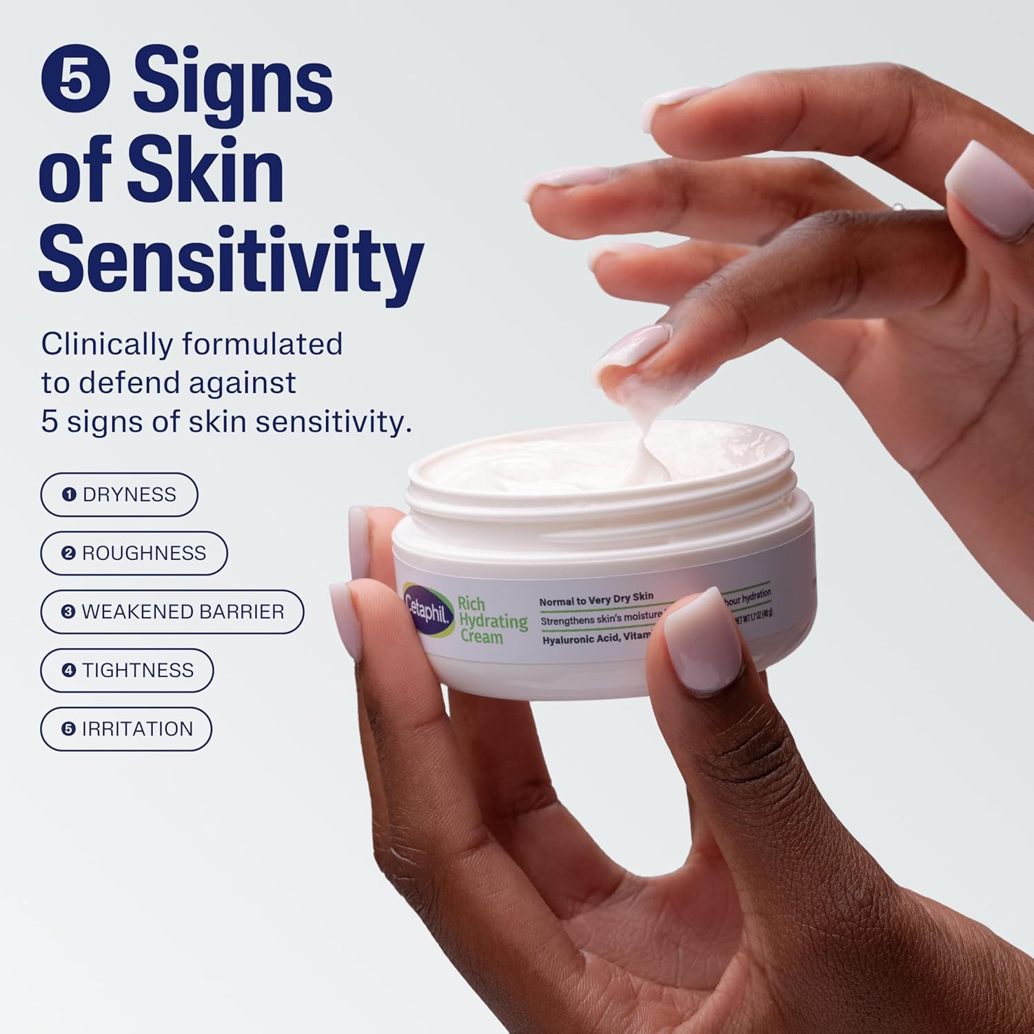 CETAPHIL Rich Hydrating Night Cream For Face, With Hyaluronic Acid, 1.7 oz, Moisturizing Cream For Dry To Very Dry Skin, No Added Fragrance, (Packaging May Vary) - Image 3
