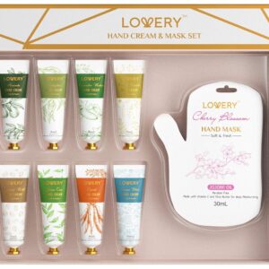 LOVERY Hand Cream and Hand Mask Gift Set - 10 Scented Moisturizing Hand Lotions & 5 Deep Conditioning Hand Masks Shea Butter, Vitamin E and Jojoba Oil - Gifts for Women, Men, Mom & Birthday