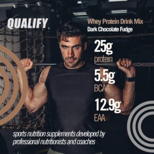 Dark Chocolate Whey Protein Powder. Post Workout Recovery Drink, Gluten & Sugar Free, Highly Kosher, 25g Protein. Essential Amino Acids - 5.5g BCAA, 2.7g Leucine, 1.4g Isoleucine, 1.4g Valine 26.4oz