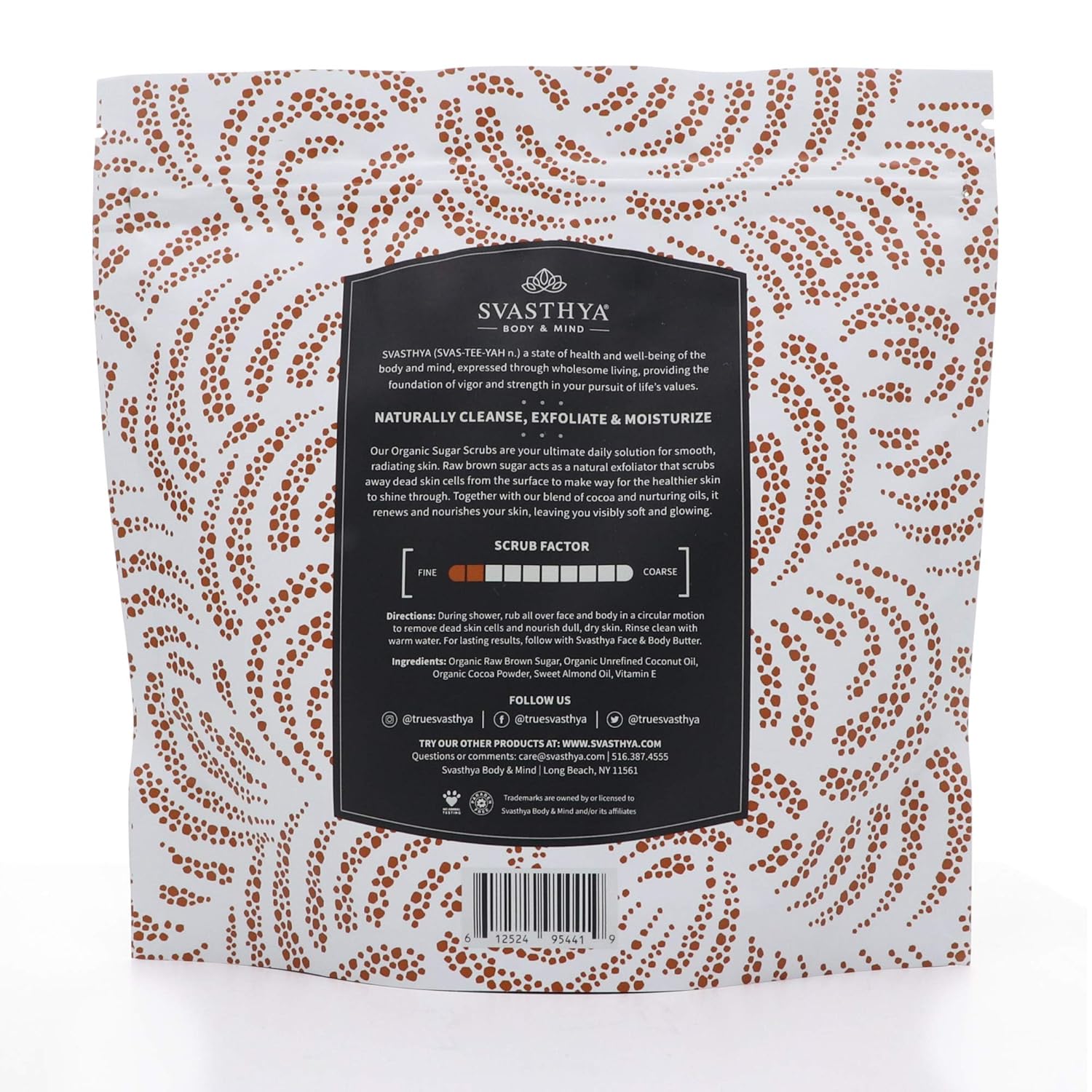 SVASTHYA Organic Cocoa Sugar Scrub 20 oz Vegan Exfoliates and Moisturizes - Image 2