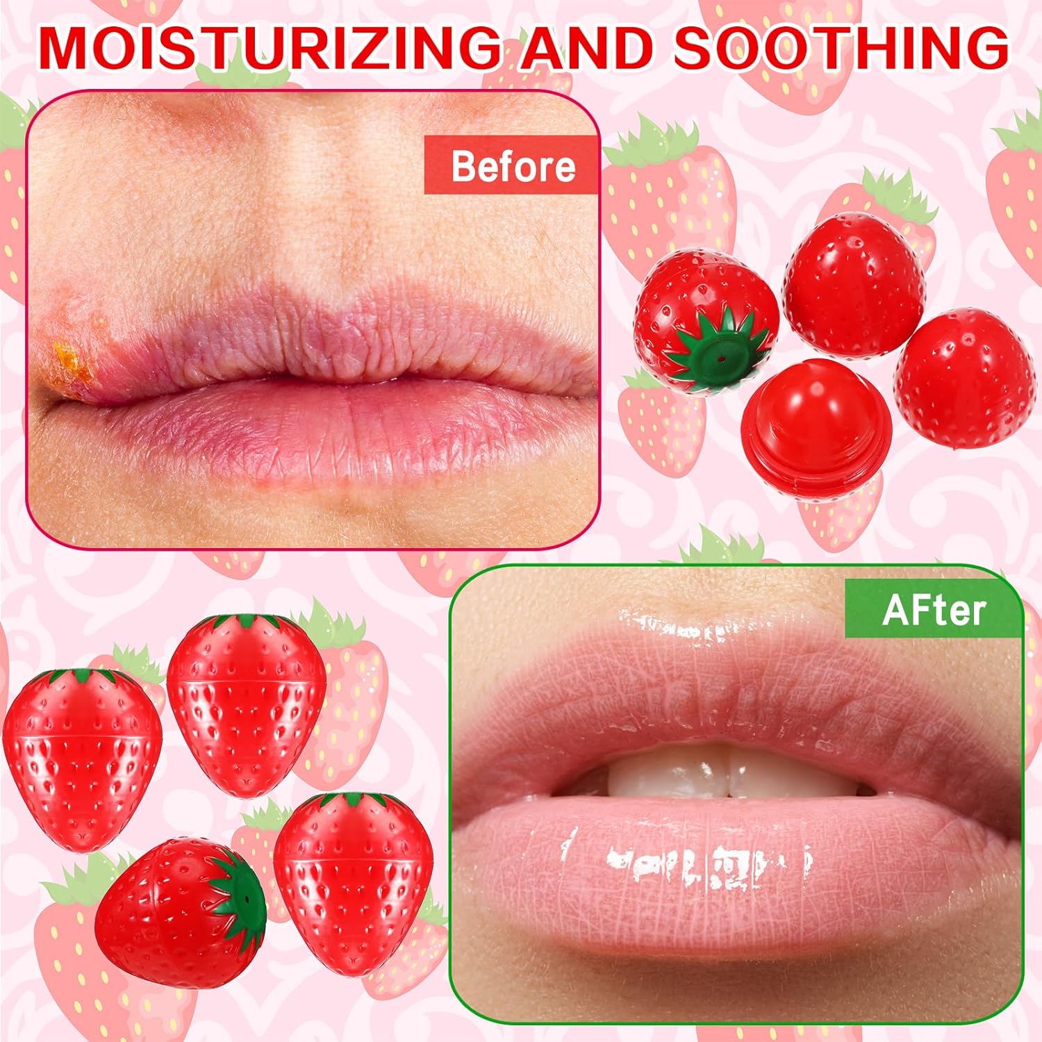 12 Pcs Strawberry Lip Balm Set for Hydrating Plumping Wrinkle Repair - Image 6