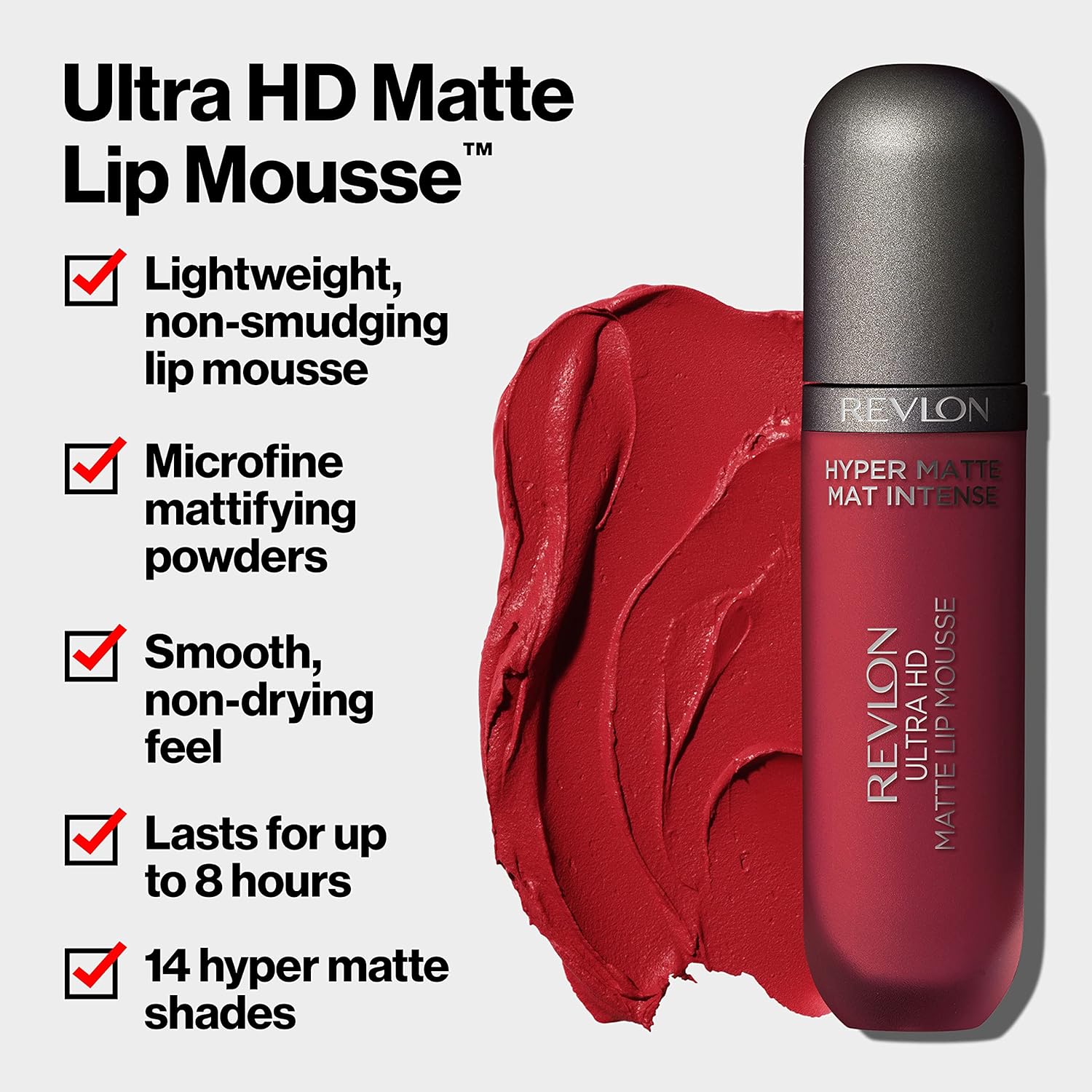 Revlon Ultra HD Lip Mousse Hyper Matte, Longwearing Creamy Liquid Lipstick, in Pink 100 Degrees (805), 0.2 oz - Image 3
