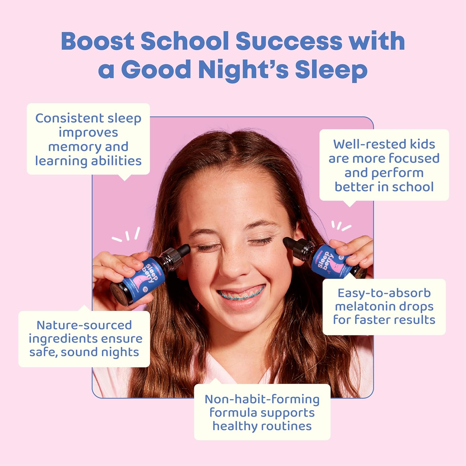 SleepBerry Kid's Natural Sleep Aid Liquid Melatonin 1 Fl oz with Elderberry & Vitamin D - Image 2
