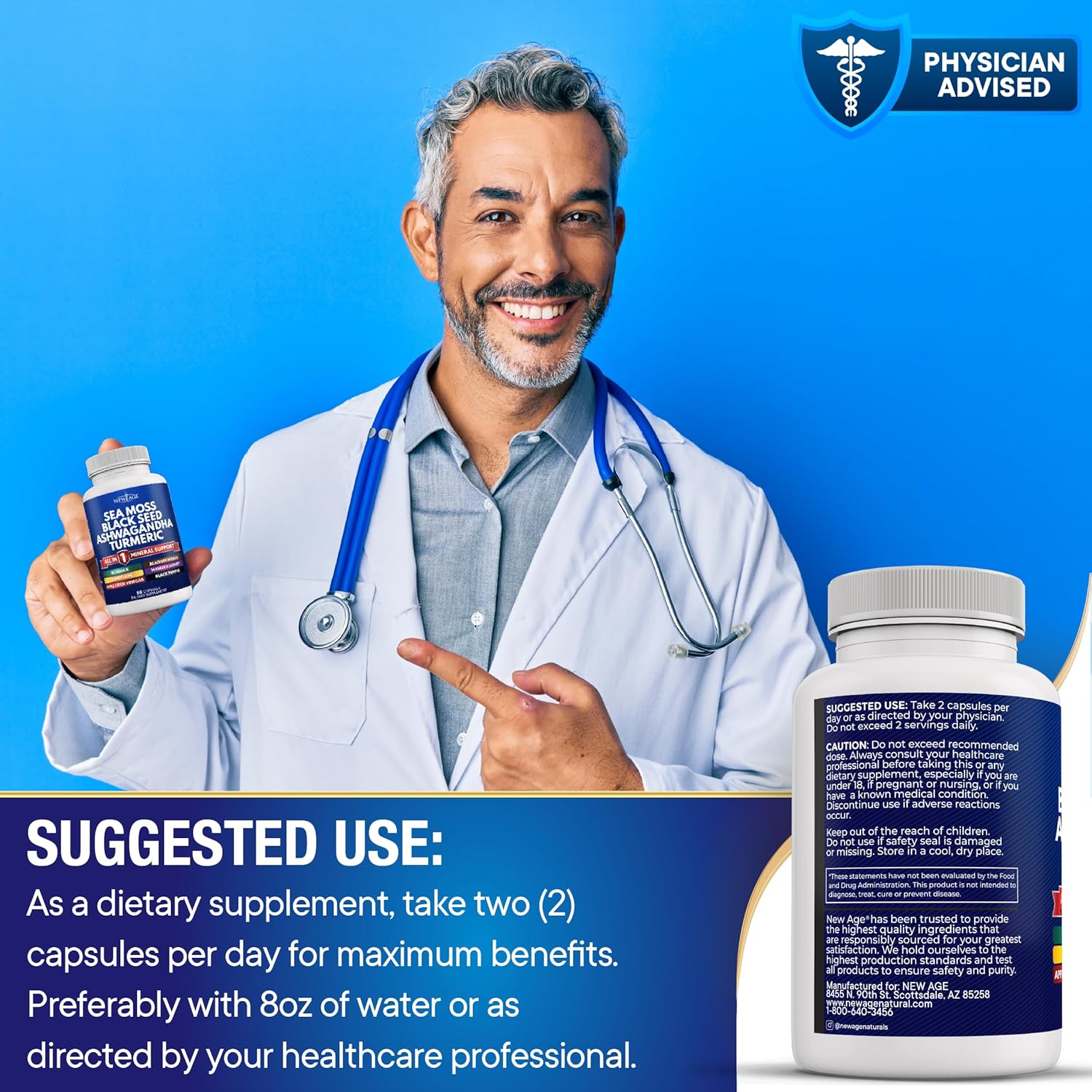NEW AGE 60 Capsules Sea Moss Supplement with Black Seed Oil, Ashwagandha, Turmeric - Image 7