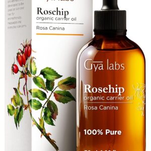 Gya Labs Organic Rosehip Oil for Face - 100% Pure Natural Vegan Rosehip Seed Carrier Oil for Skin, Hair & Body (1 Fl Oz)