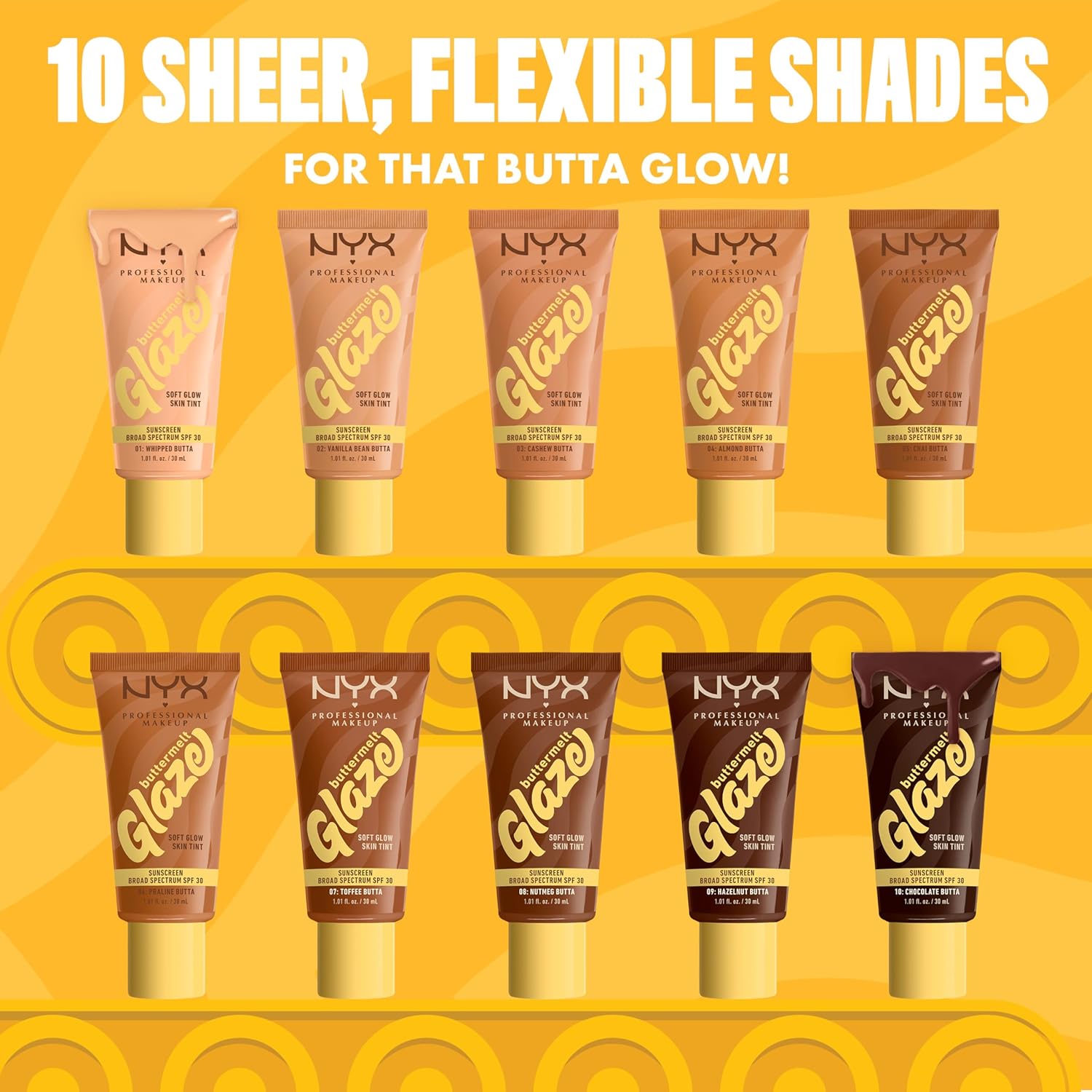 NYX Professional Makeup Buttermelt Glaze Soft Glow Skin Tint SPF 30 02 Vanilla Bean Butta - Image 9