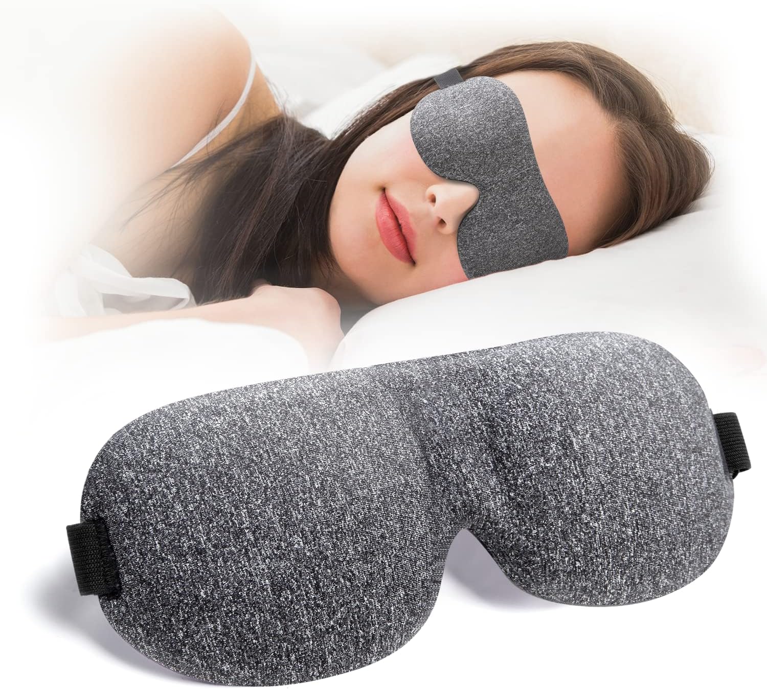 NEWVANGA Sleep Mask for Back and Side Sleeper, Block Out Light, Sleeping Eye Mask of 3D Night Blindfold, Zero Pressure Ultralight Travel Eye Cover Grey