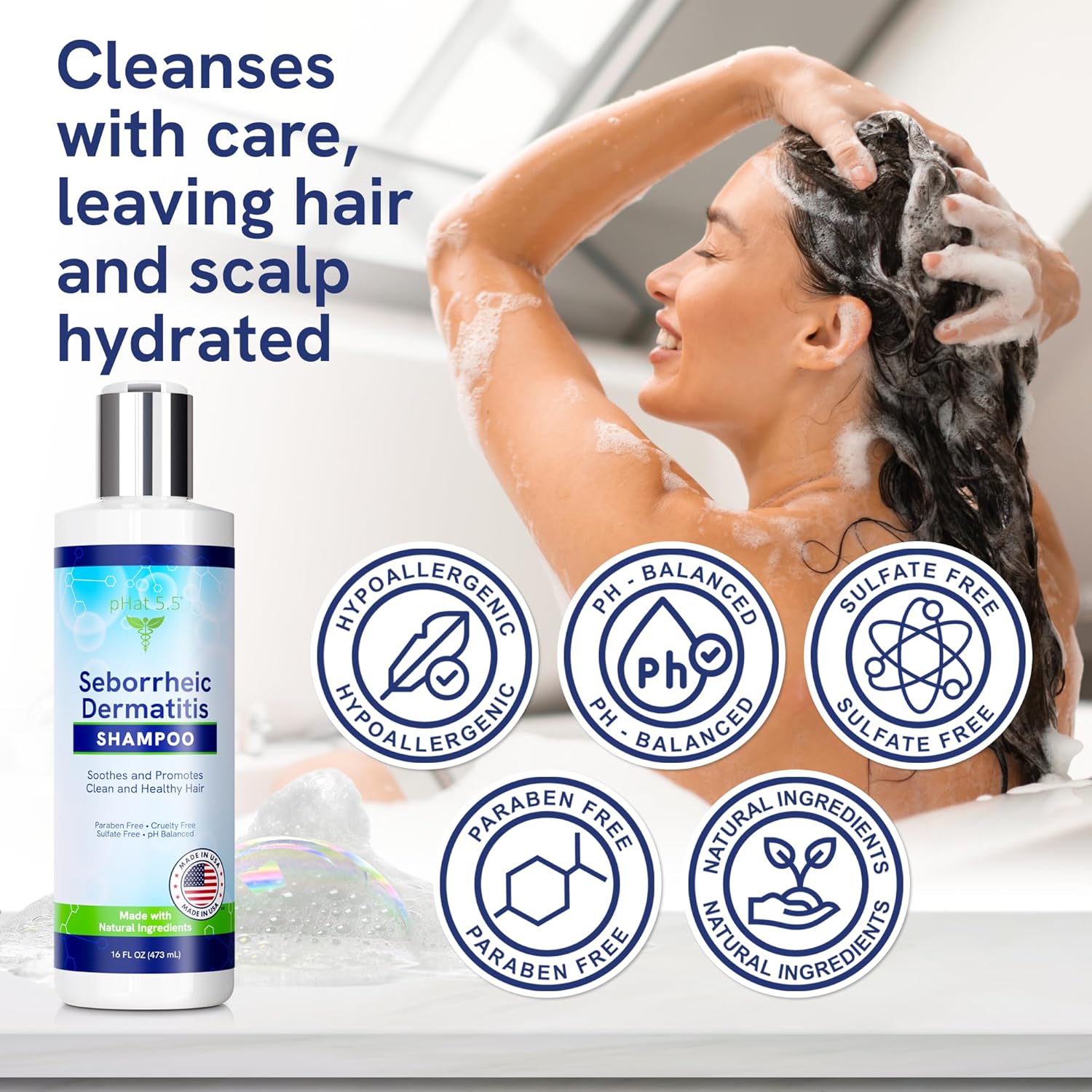 PHat 5.5 Sulfate-Free Shampoo 16oz for Dry Itchy Scalp and Seborrheic Dermatitis Relief - Image 5