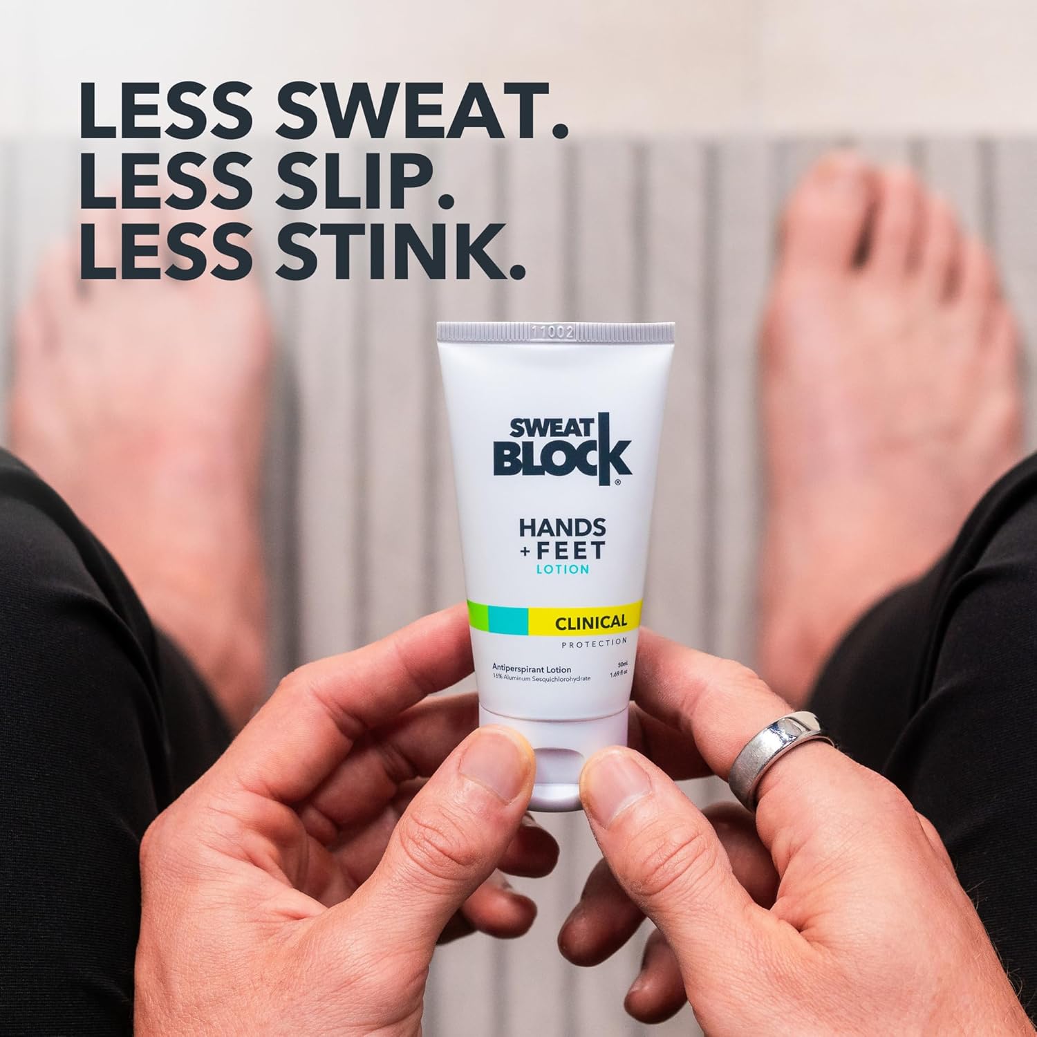 SweatBlock Antiperspirant Lotion for Hands & Feet - CLINICAL STRENGTH for Men & Women - Hyperhidrosis Aid to Stop Excessive Sweating - Reduces Foot Odor - Moisturizing w/ Aloe - Travel Size 1.69 fl oz - Image 5
