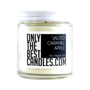 Salted Caramel Apple 4oz Candle | Glass Jar 4oz | Vegan Soy Wax | Handmade Small Business | Lasts 40+ Hours