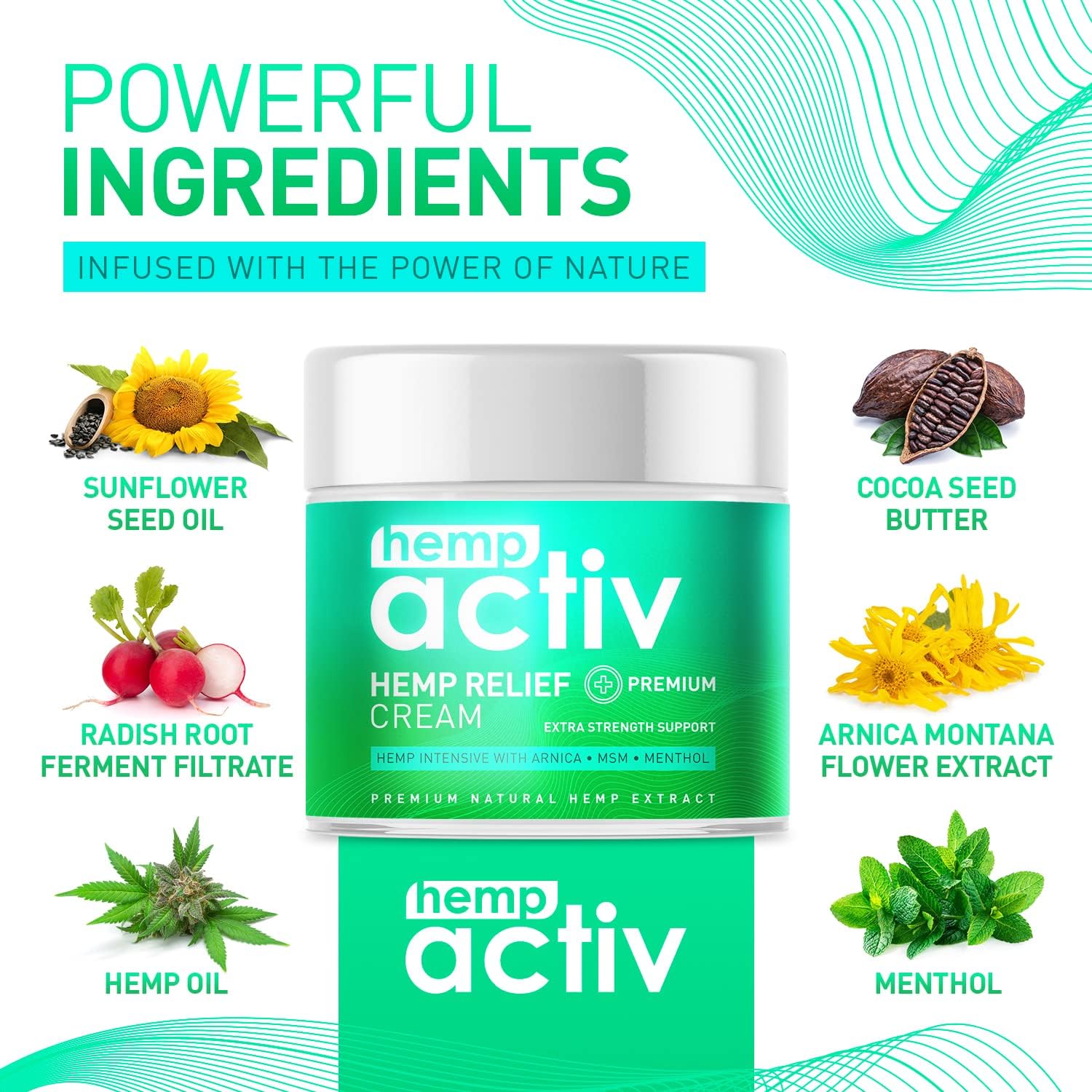 Joint & Muscle Relief Cream, Infused with Hemp, Menthol, MSM & Arnica, Soothe Discomfort in Your Back, Muscles, Joints, Neck, Shoulder, Knee, Nerves - 2 Fl Oz - Image 3