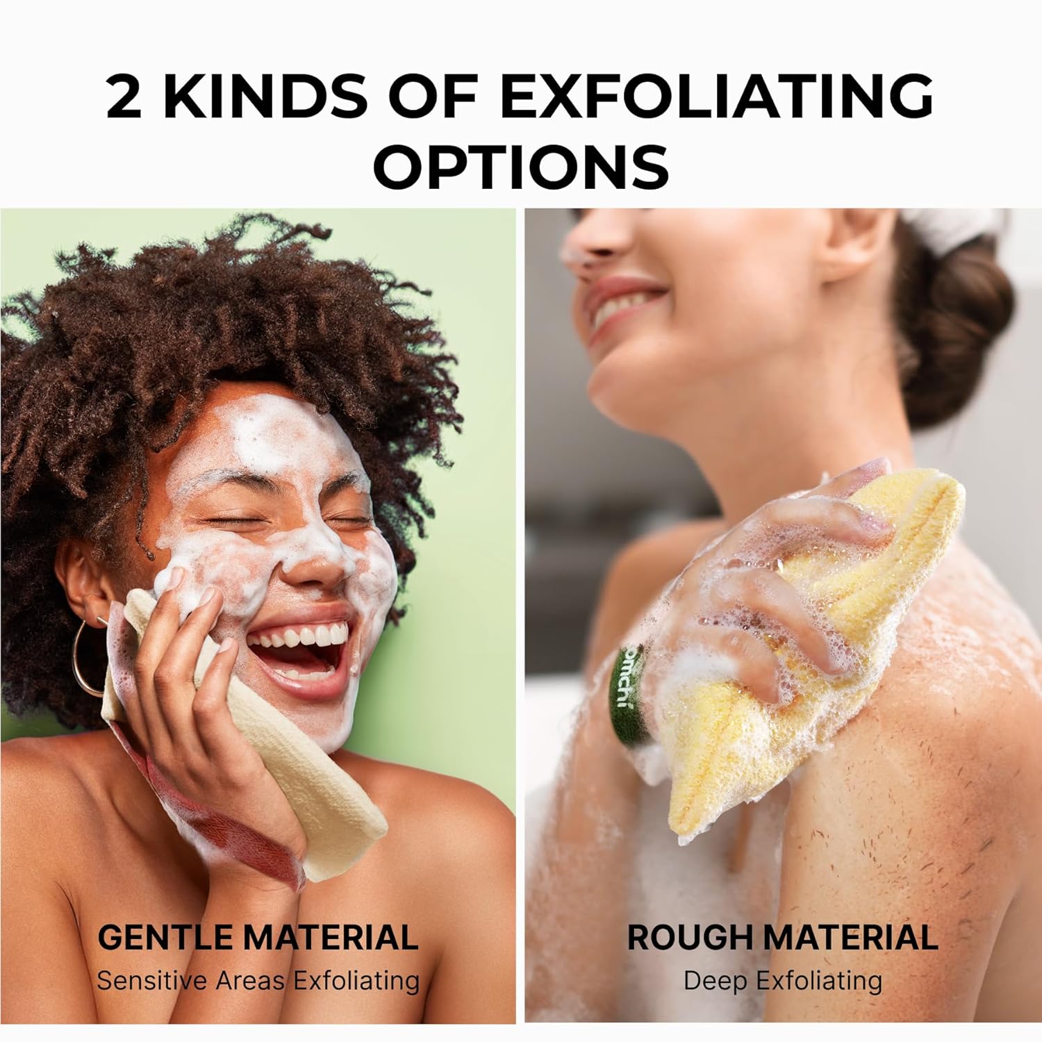 ZOMCHI Exfoliating Soap Saver Bag Set, 2 Yellow Pouches, Assorted Roughness - Image 5