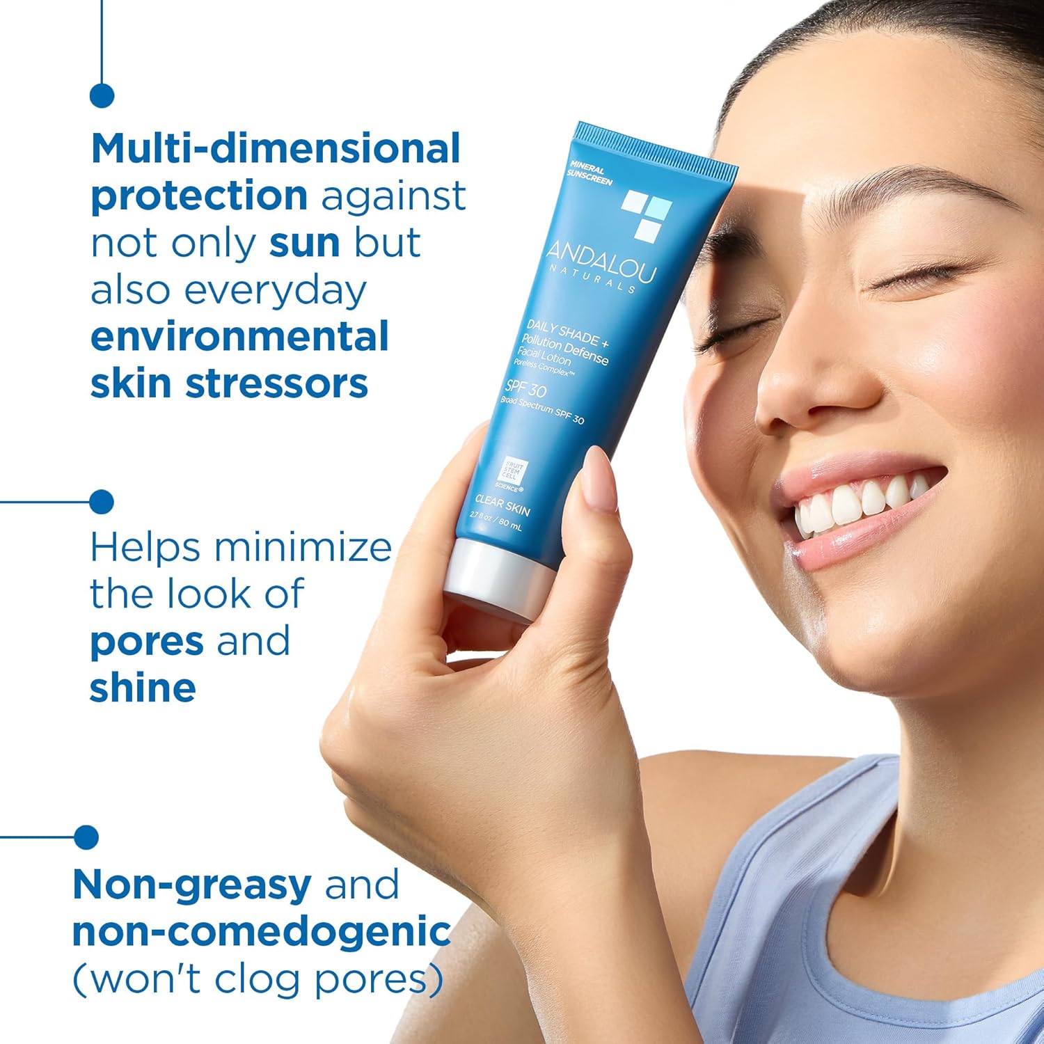 Andalou Naturals Daily Shade SPF 30 Zinc Oxide Face Sunscreen Lotion 2.7 Fl Oz - Image 4