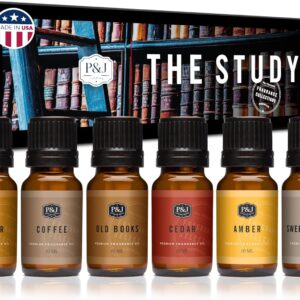 P&J Trading Fragrance Oil The Study Set | Leather, Coffee, Old Books, Cedar, Amber, Sweet Tobacco Candle Scents for Candle Making, Freshie Scents, Soap Making Supplies, Diffuser Oil Scents