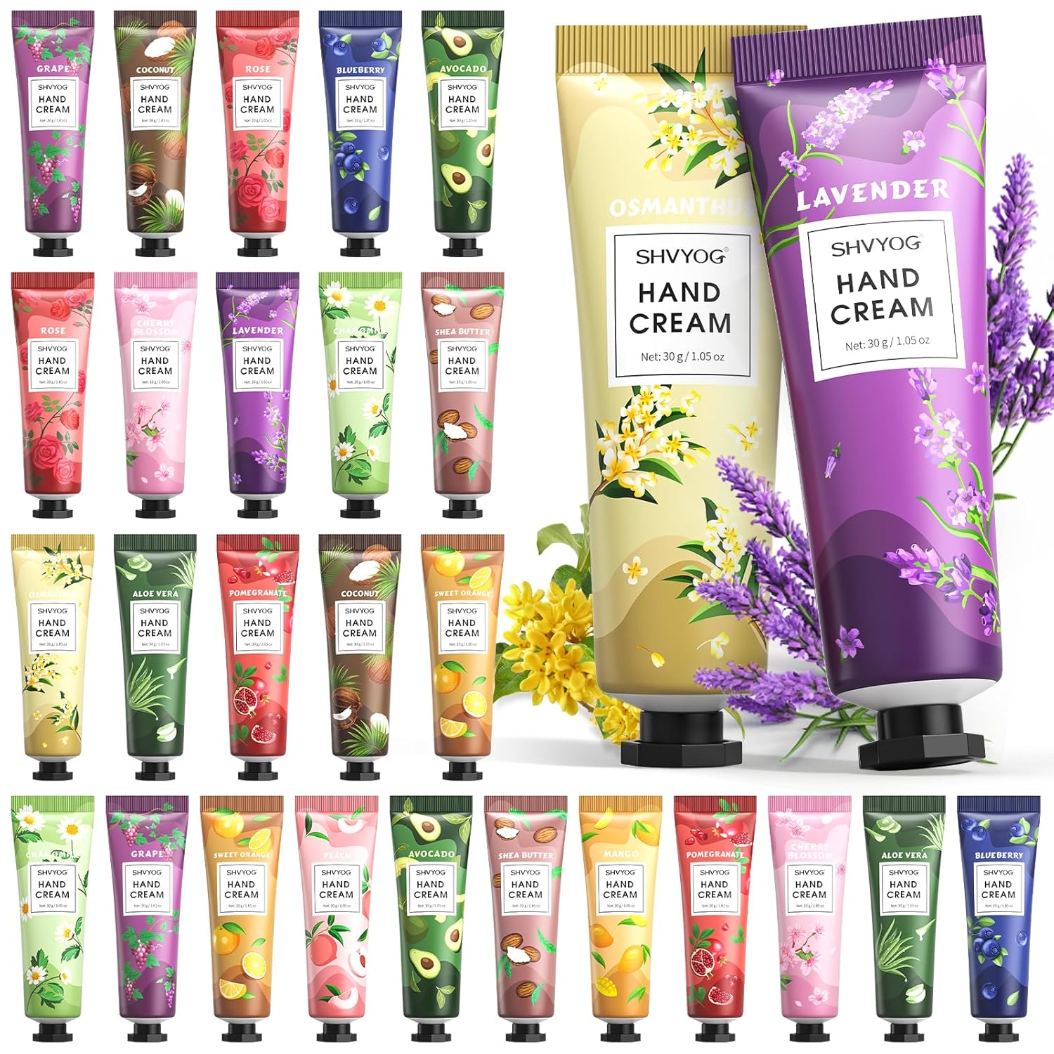 SHVYOG 28 PCS Hand Cream, Mothers Day Gifts Set, Bridesmaid Gifts Travel Size Hand Lotion,Teacher Appreciation Gifts,Nurses Week Gifts, Birthday Gifts for Women, 28 x 30ml