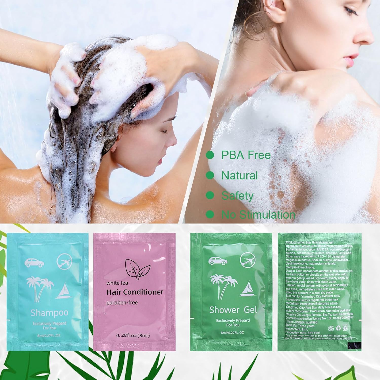 Body Wash Shampoo Conditioner Set Travel 0.28fl Oz,Travel Size Shower Gel Set,Shampoo and Conditioner Travel Bulk,Hotel Supplies Bulk Hygiene Kits for Homeless Guests Hotel (50) - Image 6