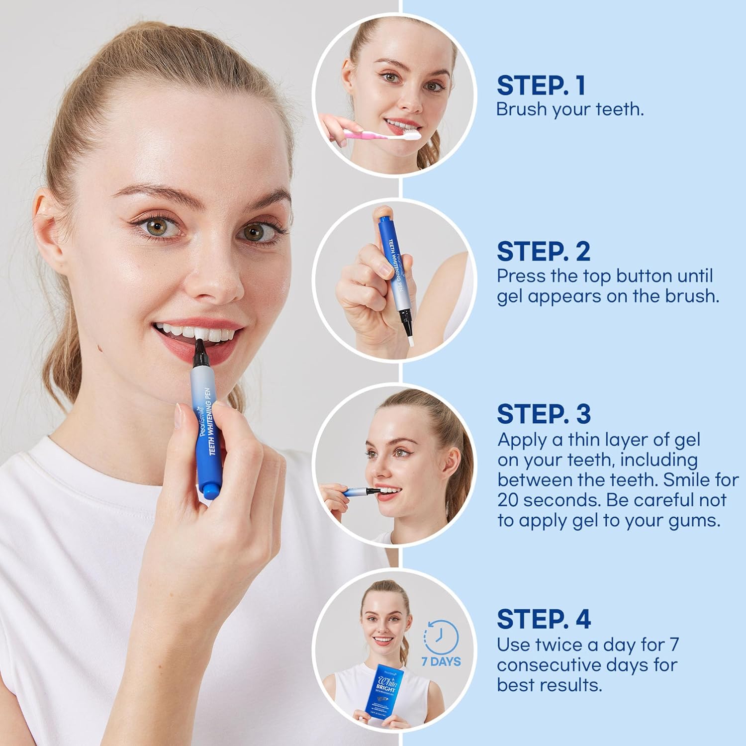 Teeth Whitening Gel – Set of 3 – Gentle, Pain-Free Formula for Sensitive Teeth – Easy, Mess-Free Application – Travel-Friendly & Enamel-Safe for a Brighter Smile - Image 8