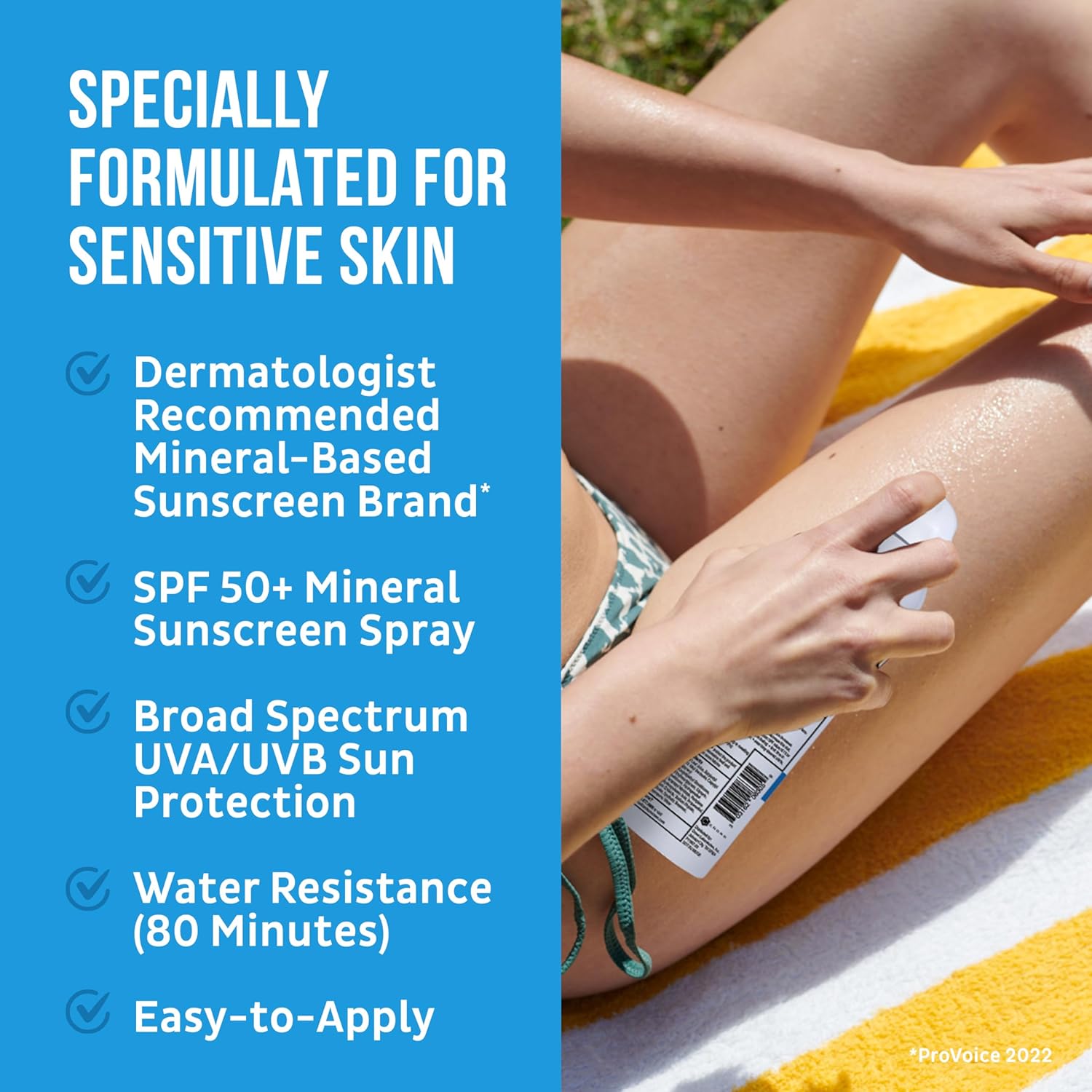 Blue Lizard Sensitive Mineral Sunscreen Spray SPF 50+, Dermatologist-Recommended Brand, Broad-Spectrum UVA/UVB Protection, Water-Resistant, Zinc Oxide Formula, 5 fl oz (Pack of 2) - Image 3