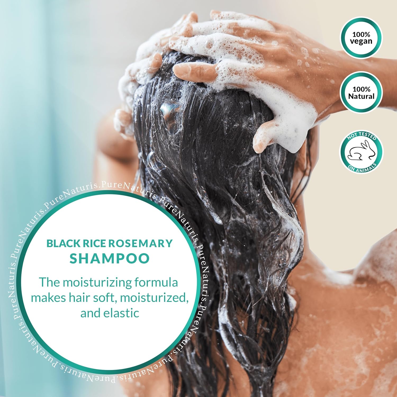 Organic Rosemary Black Rice Water Shampoo Conditioner Set for Hair Growth, Rice Water Spray, w/Rosemary Water, Biotin, Caffeine, Routine Shampoo for Women Men Hair Loss Thickening, Longer - Image 9