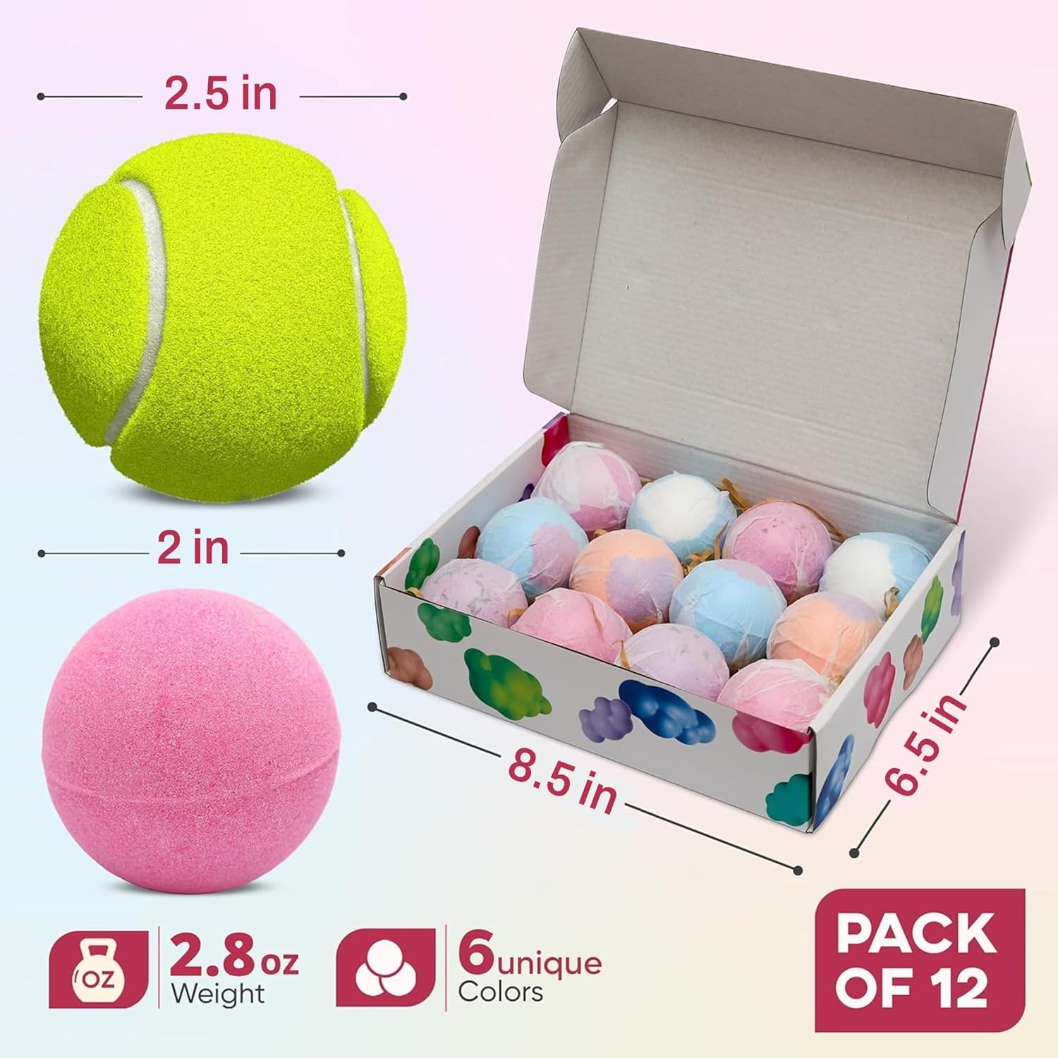 12 Extra Large Organic Bath Bombs for Women Men - Shea Butter & Essential Oil Infused, Moisturizing, Scented, Shower Lush Bathbombs kit for Girls, Bath Balls - Bath tub Accessories for Women - Image 2