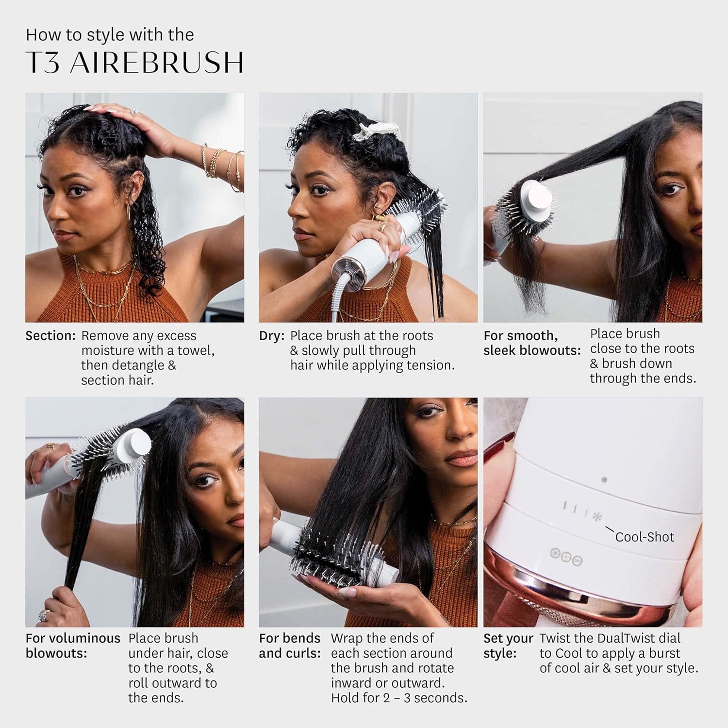 T3 AireBrush Ceramic Oval One-Step Hair Dryer Brush for Smoothing and Volumizing - Image 9