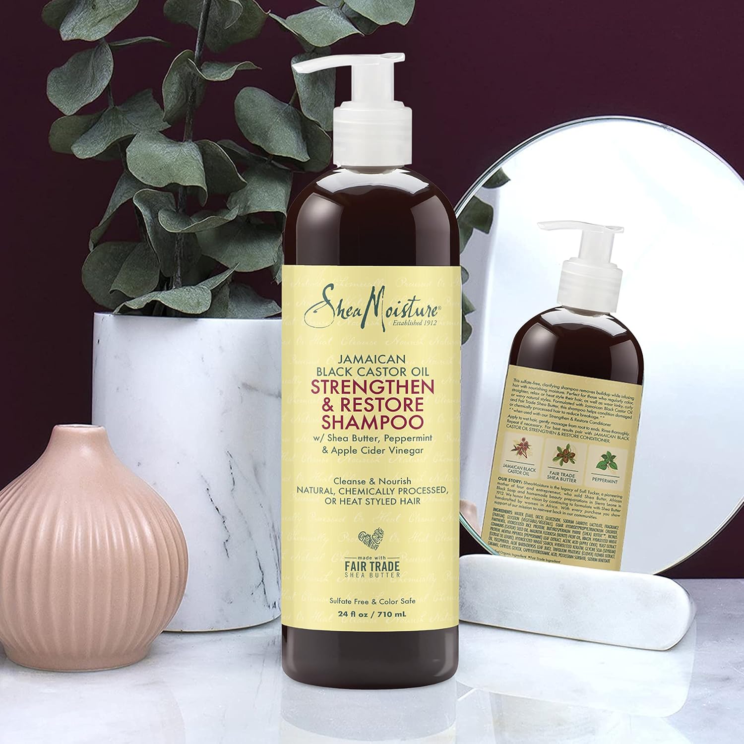 Shea Moisture Jamaican Black Castor Oil Strengthening Shampoo Conditioner Growth Treatment Set 24 Fl Oz Each - Image 6