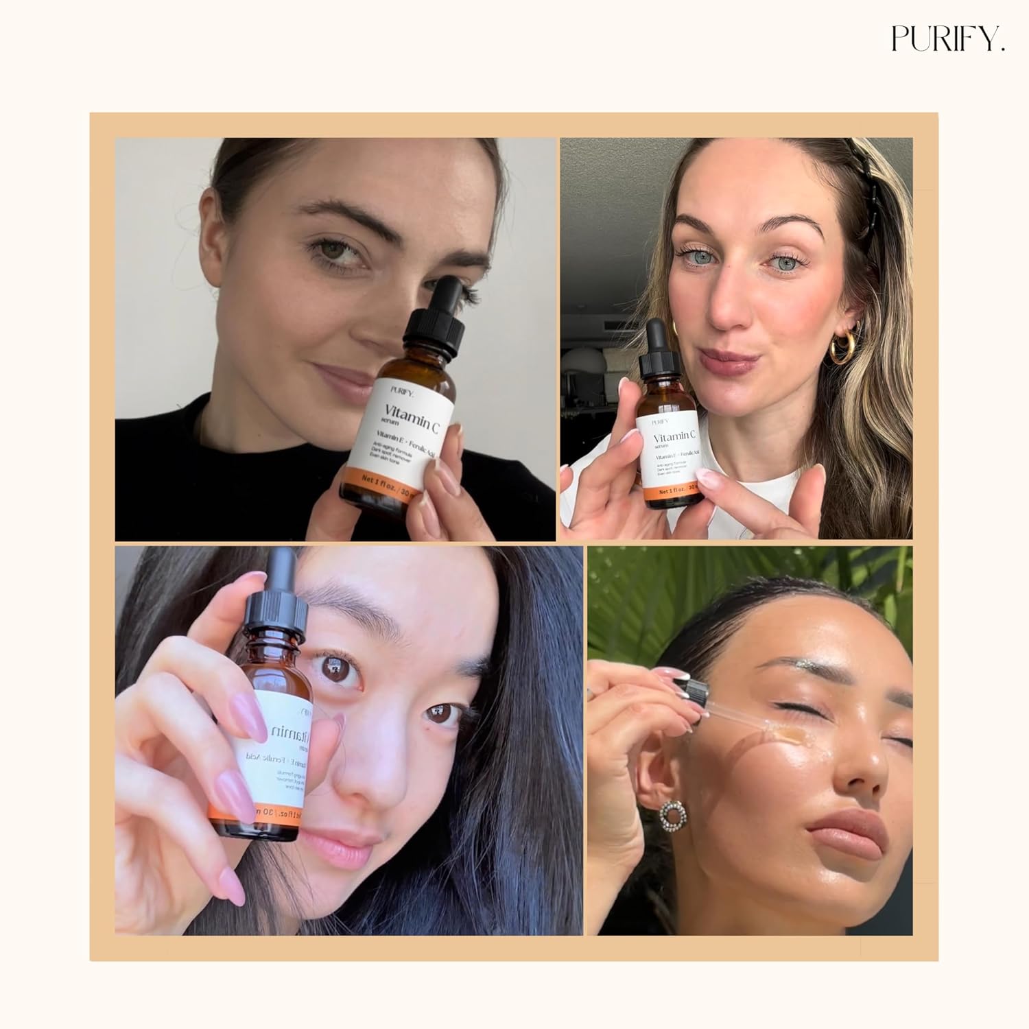 Purify 20% Vitamin C Serum - with Vitamin E & Ferulic Acid - Anti Aging - Brightening Face Serum - Pure Vit C for Dark Spots Correcting, Uneven Skin Tone, Wrinkles, Glow - 1 fl oz. - Image 6