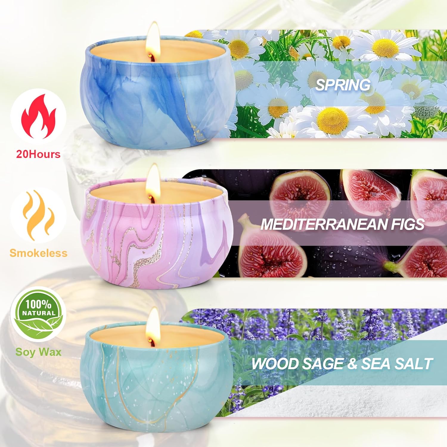 Luxury Bath Bomb Gift Set for Women, 4 Bath Bombs, 3 Soy Candles, 3 Hand Creams, New - Image 3