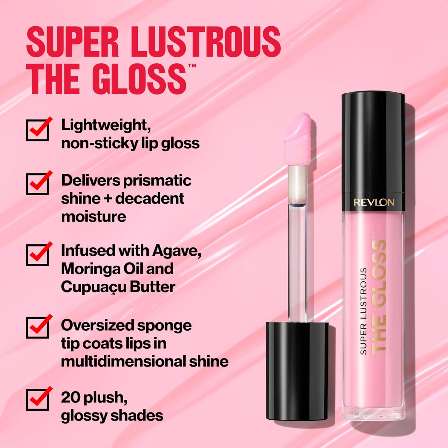 Revlon Super Lustrous Lip Gloss, Non-Sticky, Hydrating, High Shine Finish, 215 Super Natural, 0.13 oz - Image 3