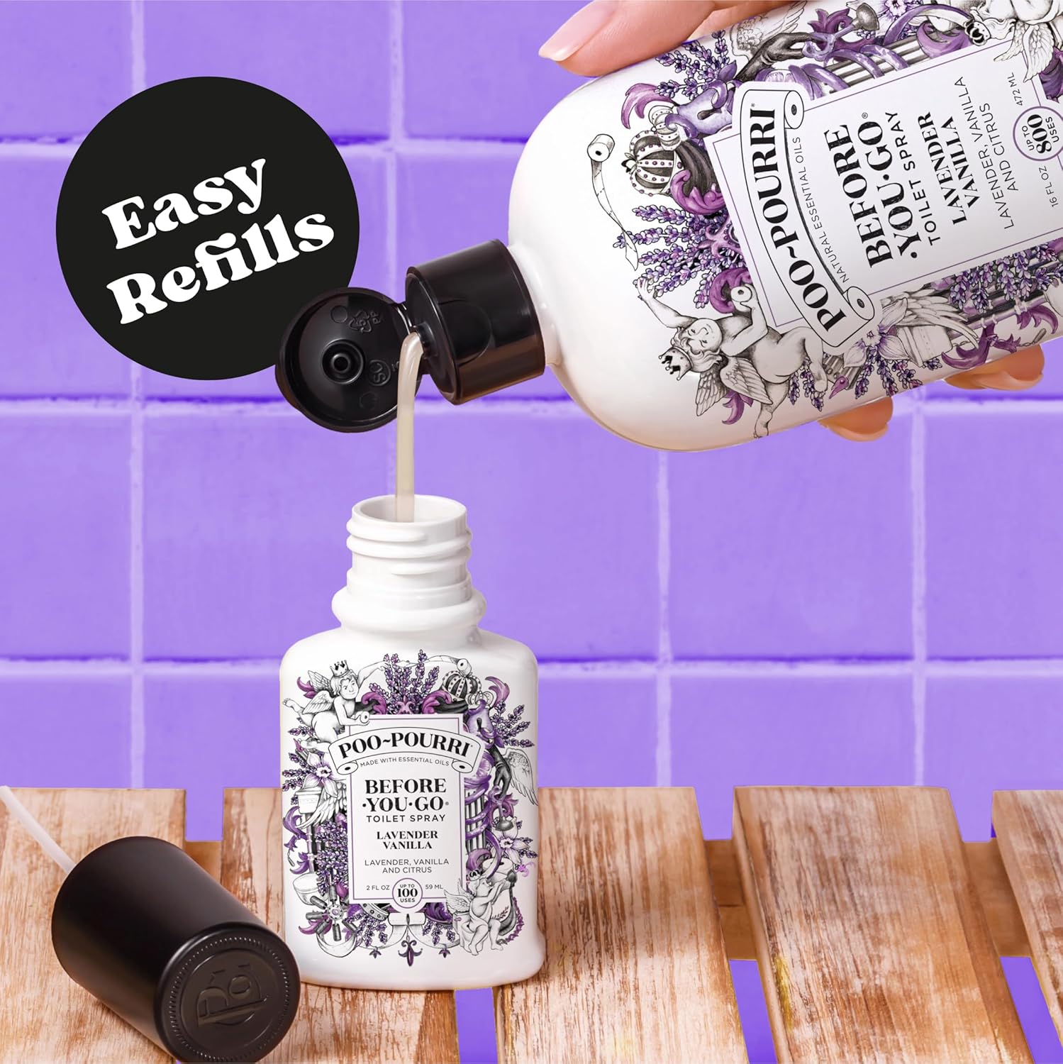 Poo-Pourri Before-You-Go Toilet Spray, Lavender Vanilla, Refill Bottle 16 Fl Oz - Lavender, Vanilla and Citrus - Image 3