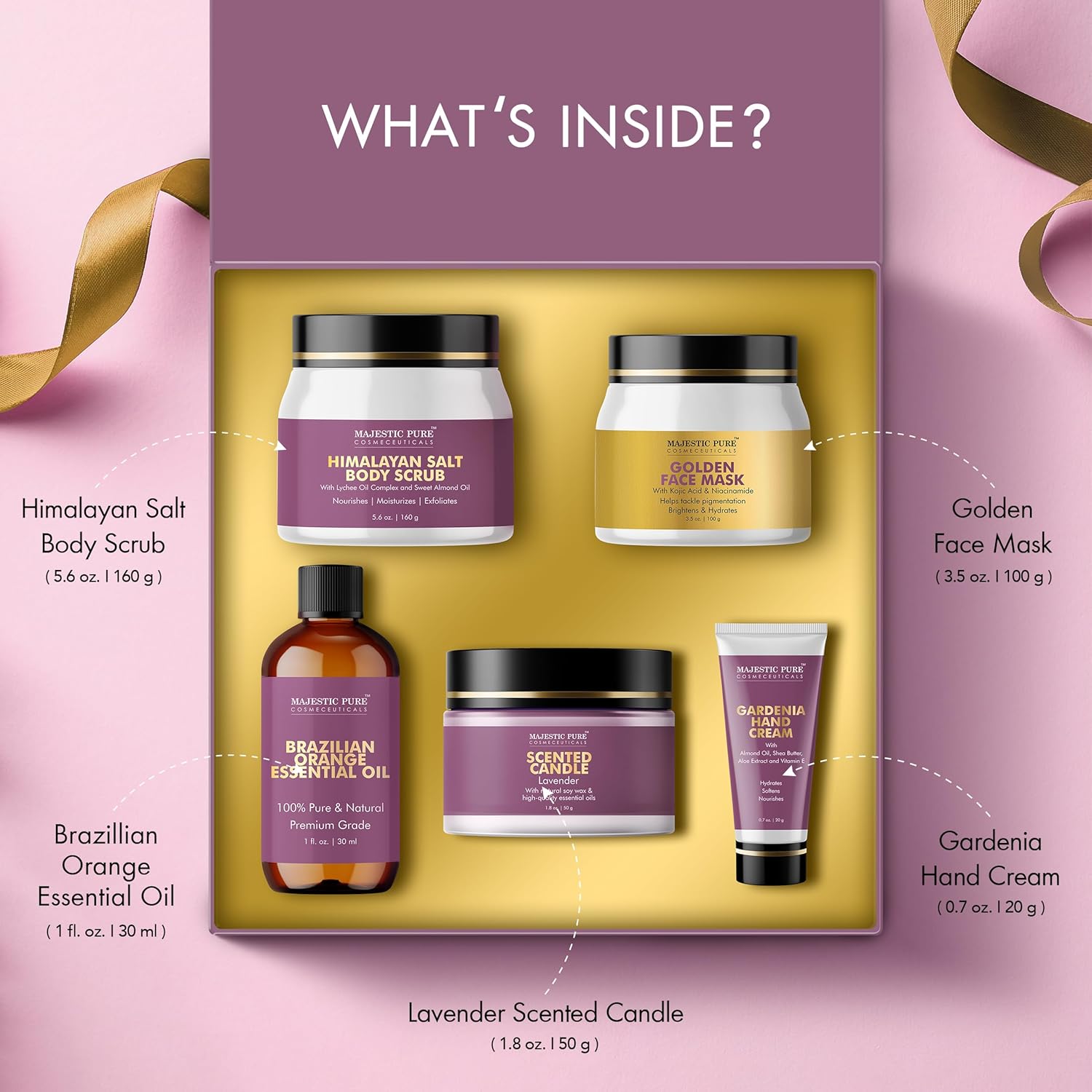 Majestic Pure 5-Piece Father's Day Gift Set: Essential Oils, Candle, Cream, Scrub, Mask - Image 5