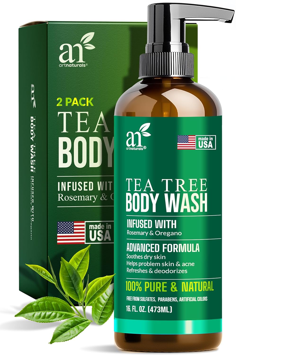 Antibacterial Tea Tree Oil Body Wash For Men & Women - 16oz - Remedy Soap Extra Strength - Helps Treat Acne, Athletes foot, Eczema, Toenail Fungus & Jock Itch & Ringworm - For All Skin Types