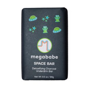 Megababe Underarm Bar Soap - Space Bar | With Detoxifying Charcoal for Odor Control | 3.5 oz